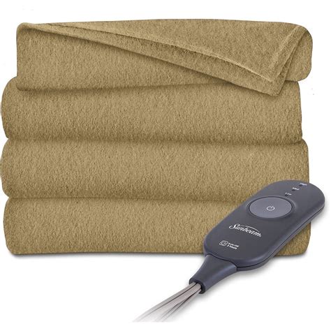 Sunbeam Electric Heated Electric Fleece Throw Blanket with 3 Heat Settings, Tan - Walmart.com ...