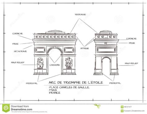 Arc De Triomphe stock vector. Illustration of handdrawn - 66727477