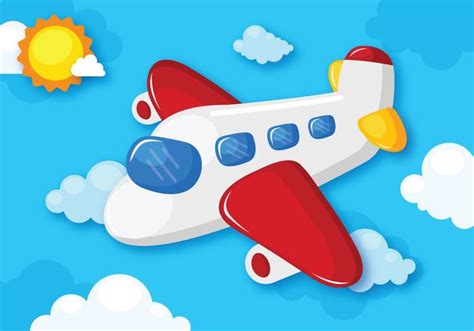 Avión de dibujos animados volador - Descargue Gráficos y Vectores Gratis