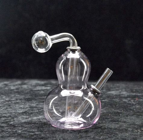 5" Glass Bottle Oil Burner Bubbler Pipe w/ Design oil wax