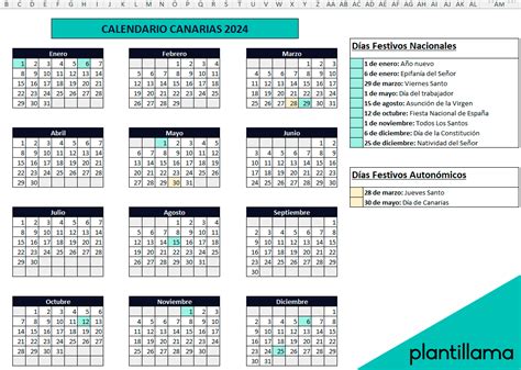 CALENDARIO Laboral CANARIAS 2024 en Excel 《 GRATIS