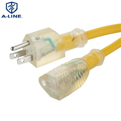 American UL Approved Transparent 3 Pin Power Extension Cord