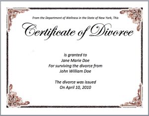 Divorce Certificate Template - My Word Templates