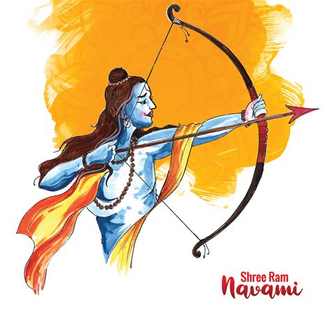 Shri ram navami festival bow and arrow watercolour card design 6974892 ...