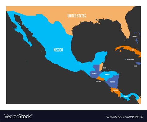 Political map central america and mexico in Vector Image