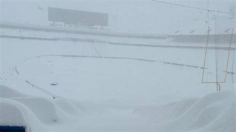 Stunning footage shows Buffalo stadium engulfed in snow as Bills forced ...