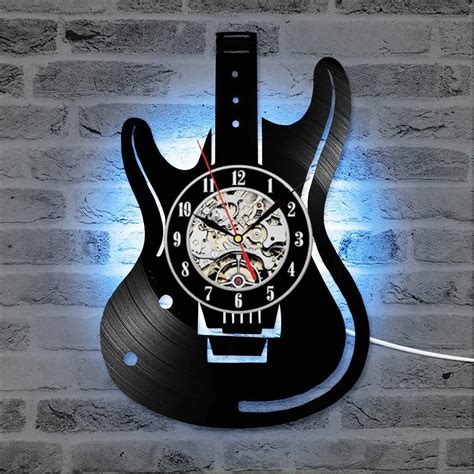Vinyl Record Wall Clock Guitar CD LED Clocks Antique Musical Instrument Home Decor Creative ...