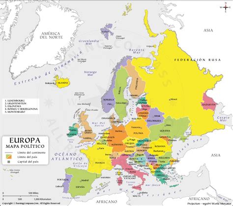 Mapa de Europa, Mapa Politico de Europa, Europe Map in Spanish