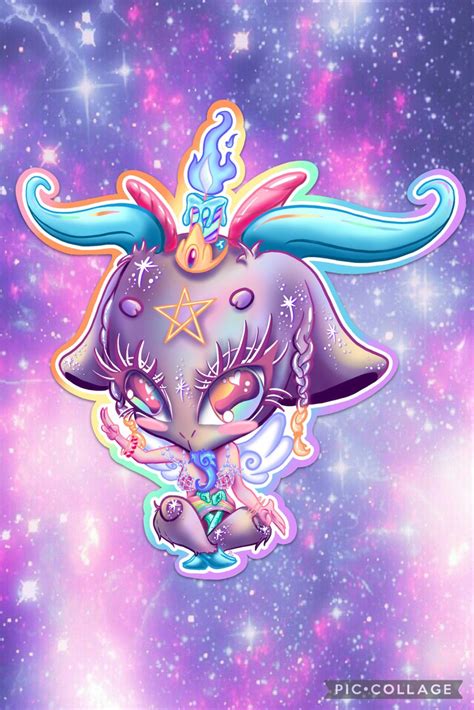 Cute Pastel Chibi Baphomet holographic sticker | Etsy