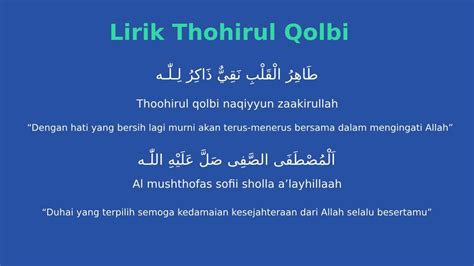 Lirik Thohirul Qolbi Arab, Latin, dan Terjemahan. Lengkap!