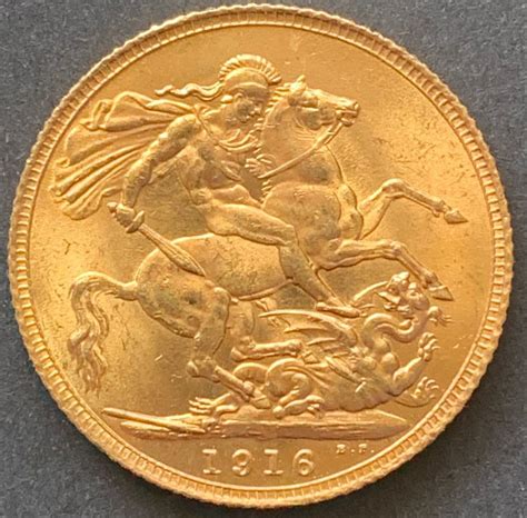 1916 Gold Sovereign Coin London Rare