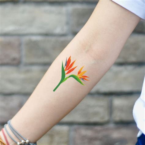 Bird of Paradise Flower Temporary Tattoo Sticker set of 2 - Etsy