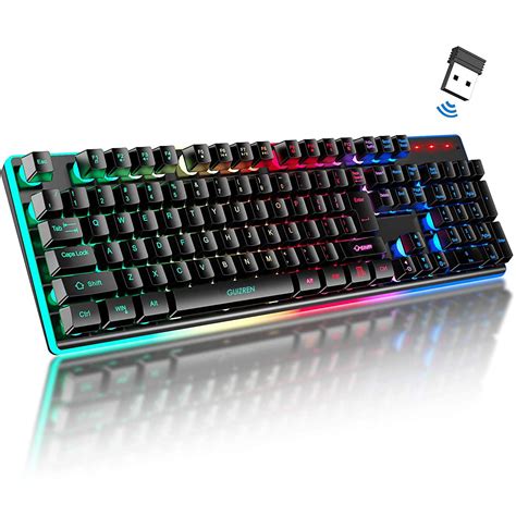 Buy GUIZREN Chroma Rechargeable Wireless Gaming Keyboard, LED Rainbow Backlit, Ergonomic Full ...