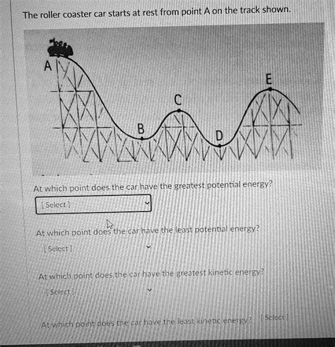 SOLVED: The roller coaster car starts at rest from point A on the track ...