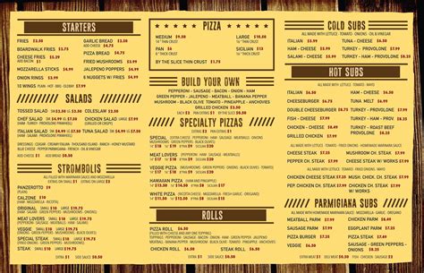 Menu at Original Pizza pizzeria, Union Bridge