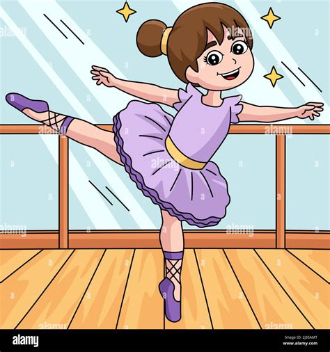 Dancing Ballerina Girl Colored Cartoon Stock Vector Image & Art - Alamy