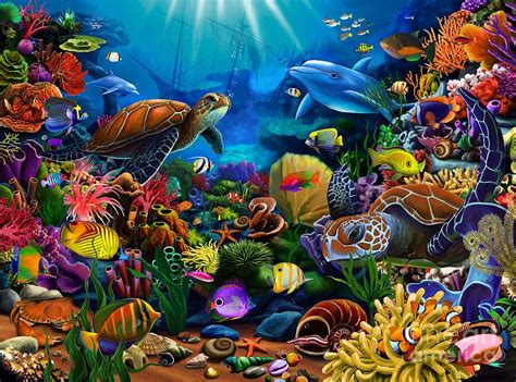 Sea Of Beauty by Gerald Newton | Arte del delfín, Arte del océano, Arte de peces