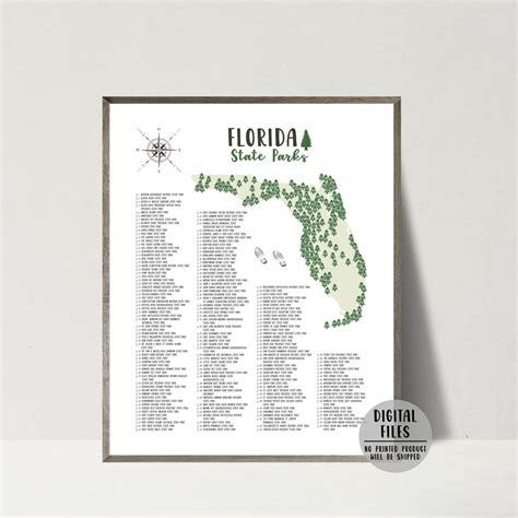 Florida State Parks Map Print-florida State Parks Checklist-state Parks ...