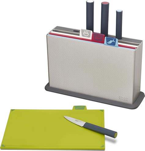 Joseph Joseph 60096 Index Chopping Board Set with Knives – Silver – BigaMart