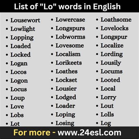 List of “Lo” words in English - 24esl.com