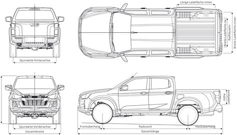 Isuzu D-Max 2020 Blueprint - Download free blueprint for 3D modeling