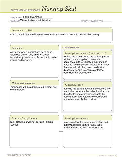 Active Learning Template Nursing Skill Medication Administration