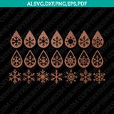 Snowflake Earring SVG Vector Silhouette Cameo Cricut Laser Cut File Dxf ...