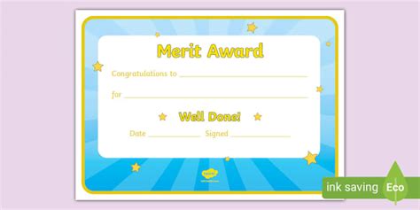 Merit Award Certificate, Merit Certificate, Merit Points