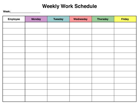 free weekly employee work schedule template pdf - www.summafinance.com