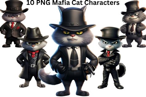 10 PNG Mafia Cat Characters Clipart Graphic by Imagination Station ...