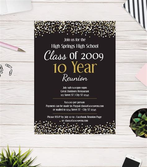 High School Reunion, College Reunion, Confetti, Printable Invitation ...