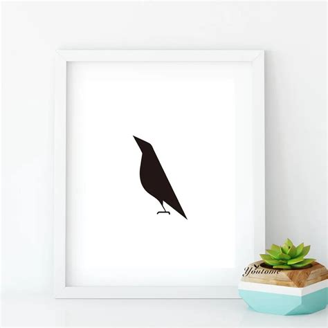 Black and White Bird Oil Painting Modern Poster Canvas Printings Wall ...