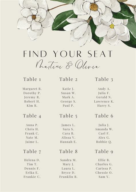 Signs Wall Décor Elegant Wedding Seating Plan Sign,Instant Download ...