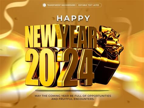 Premium PSD | Golden happy new year 2024 3d banner design concept