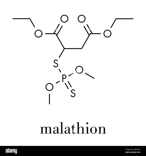 Malathion insecticide molecule. Used to treat head lice, body lice, scabies and in agriculture ...