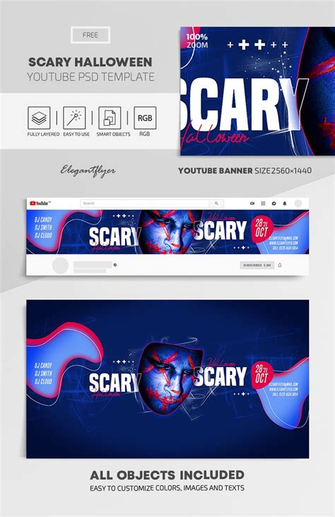 Scary Halloween - Free Youtube Channel banner PSD Template - 10031244 | by ElegantFlyer