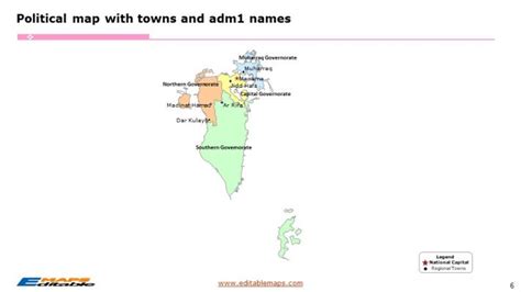 Bahrain Map with 4 Governorates - Editable PowerPoint Maps