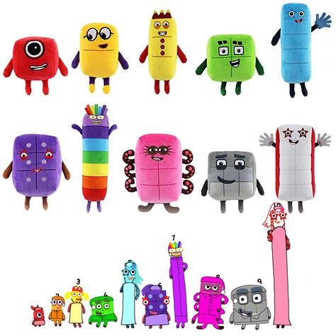 Buy LIUYI 10Pcs Numberblocks Plush Stuffed Toys, 1 Free Number Sticker 1-10 Number Stuffed Toy ...