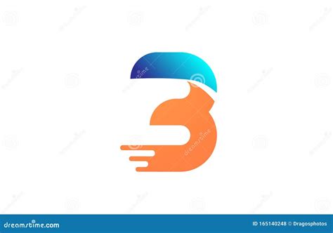 Orange Blue Creative Number 3 Logo Icon for Company Design Stock Vector ...