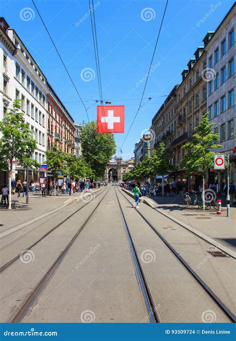 View Along Bahnhofstrasse Street in Zurich, Switzerland Editorial Stock ...