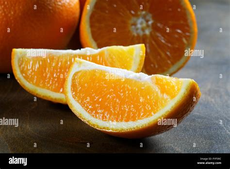 Orange slice close-up on the table Stock Photo - Alamy