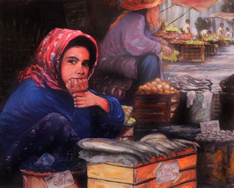 Fish Vendor Painting by Noel Pama - Fine Art America