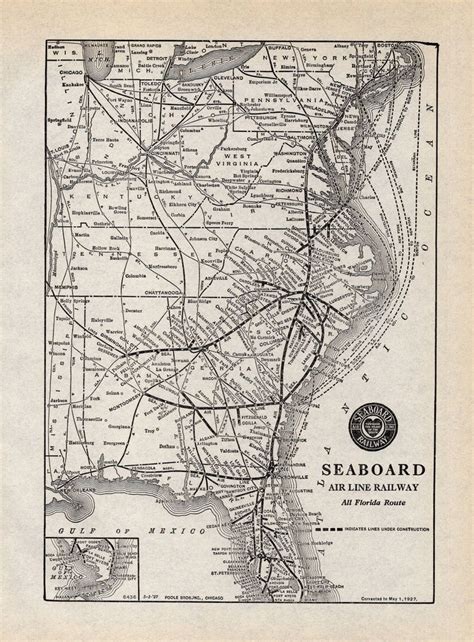 1924 Antique Seaboard Air Line Railway Map Vintage Seaboard - Etsy ...