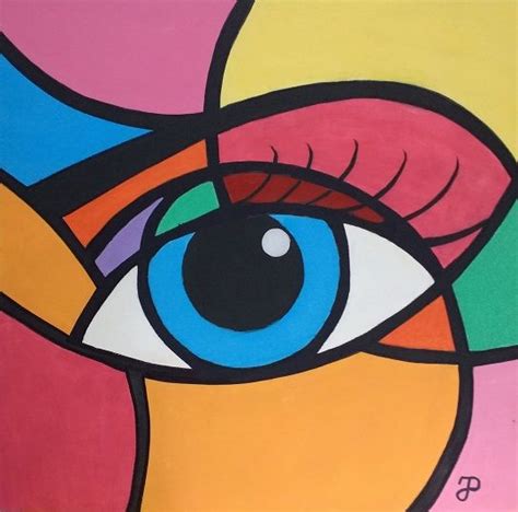 Ojo femenino | Cubist art, Small canvas art, Pop art drawing