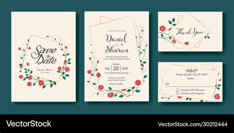 Wedding invitation save date rsvp card Royalty Free Vector