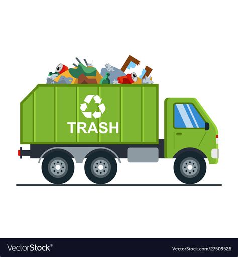 Garbage truck with garbage goes to landfill Vector Image