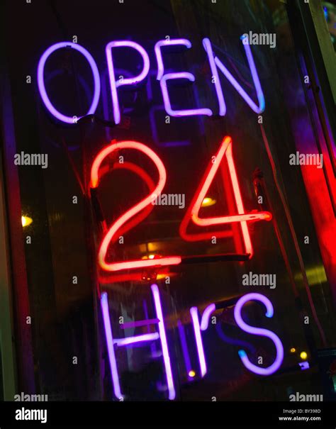 Neon shop open sign Stock Photo - Alamy