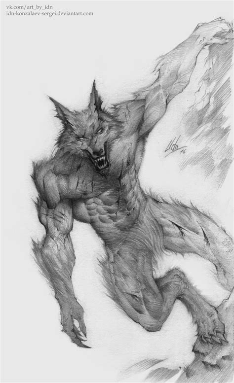 ArtStation - Werewolf, Sergei Konzalaev | Werewolf drawing, Werewolf ...