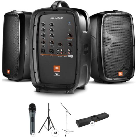 JBL EON 206P Portable PA System Kit with Stands, Bag, and