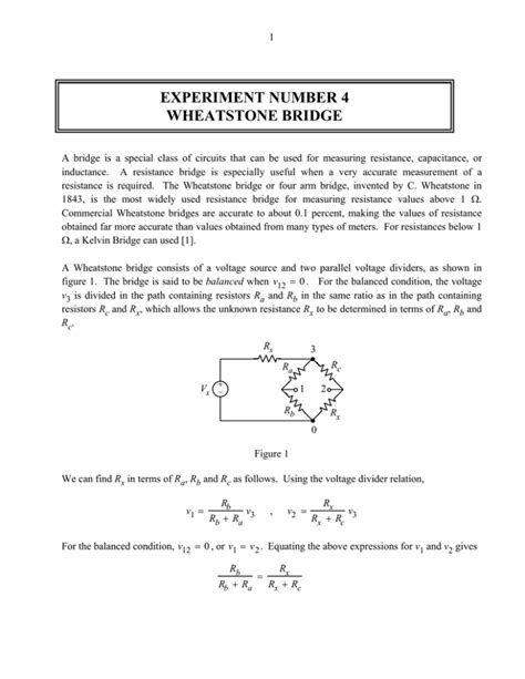 EXPERIMENT NUMBER 4 WHEATSTONE BRIDGE